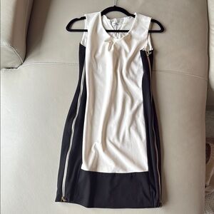 Elegant Black and White Sleeveless Dress